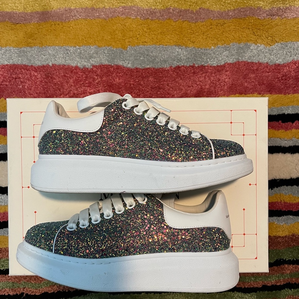 Alexander McQueen multi glitter platform oversize sneakers